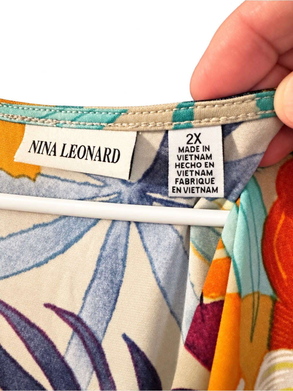Nina Leonard 2X Tropical Floral Surplice Wide-Leg Jumpsuit - Picture 2 of 7